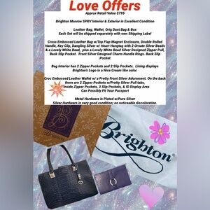 Brighton Monroe Leather Bag Wallet Orig Dust Bag & Box Int & Ext in Excel Cond